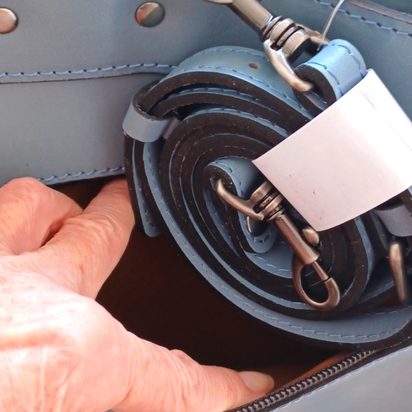 Patricia Nash Rose Tool Collection Arden Tote Crossbody Leather Blue Han… - Picture 11 of 15